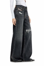 Diesel Relaxed Jeans Low Waist 1996 D-Sire, Black/Dark grey, Button fly