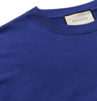 Gucci - Oversized Logo-Print Cotton-Jersey T-Shirt - Blue