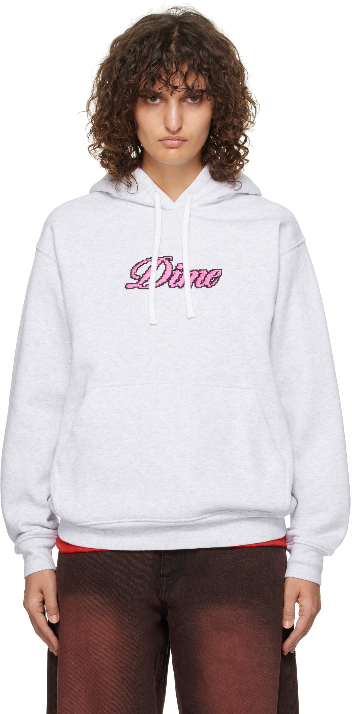 Dime Gray Pixel Cursive Hoodie