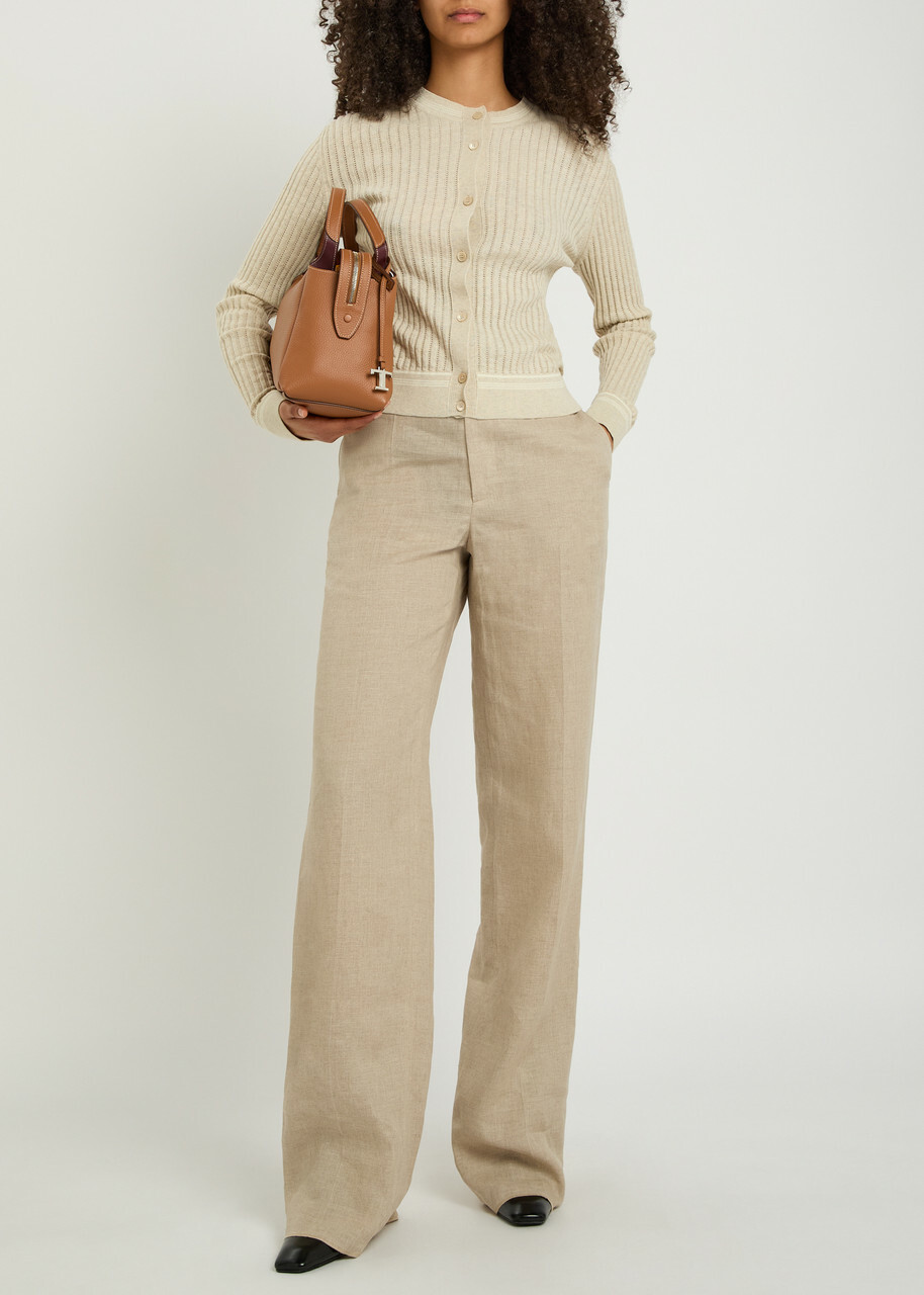 Tods Straight-leg Linen Trousers Beige