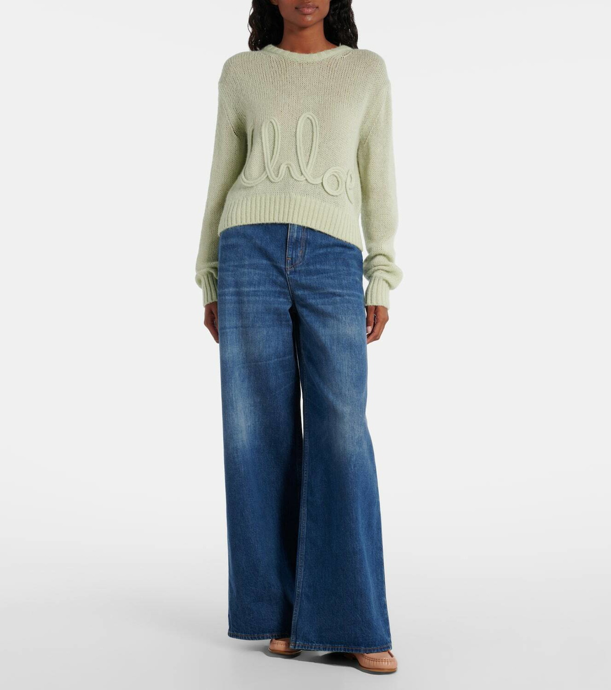 Chloé Chloé logo embellished leather loafers