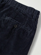 Hartford - Tanker Slim-Fit Straight-Leg Cotton-Corduroy Drawstring Trousers - Blue