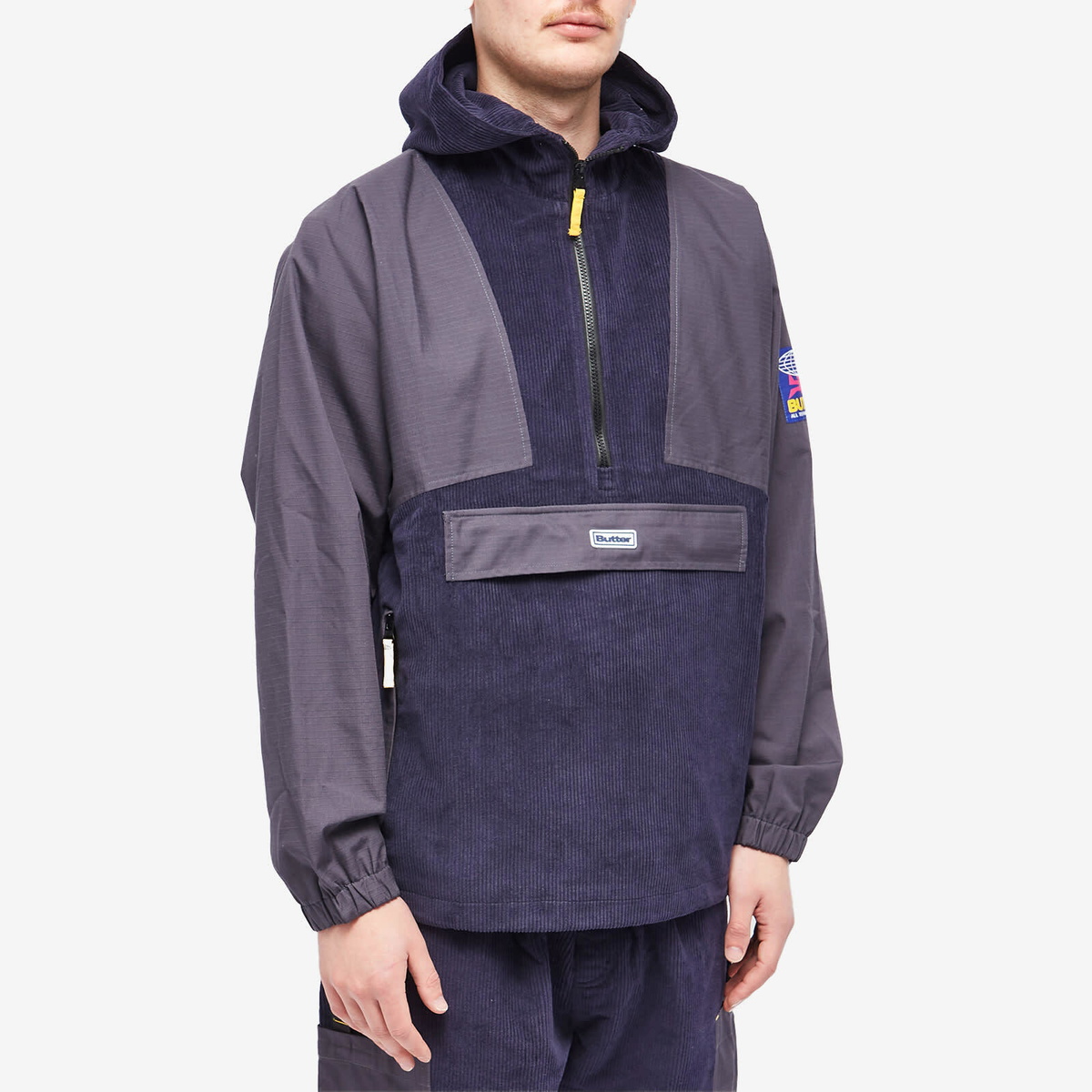 りんBUTTER GOODS TERRAIN CORDUROY Butter Goods Men's Terrain Cord Pullover Jacket in Indigo