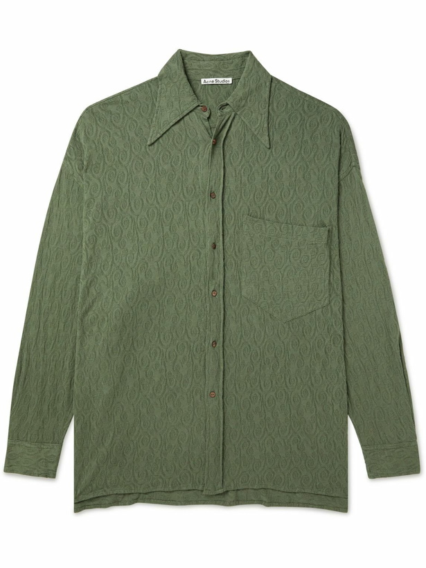 Photo: Acne Studios - Oversized Cotton and Modal-Blend Lace Shirt - Green