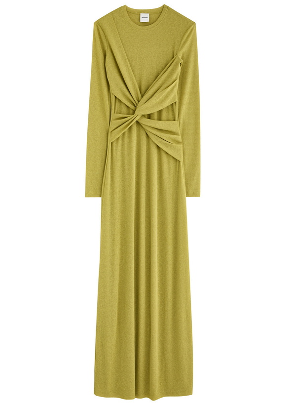 Photo: Nanushka Rozal Knotted Jersey Maxi Dress Green