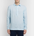 Orlebar Brown - Ridley Striped Slub Linen Half-Placket Shirt - Men - Blue