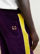 Valentino Garavani - Slim-Fit Appliquéd Cotton-Blend Velvet Shorts - Purple
