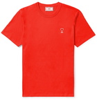 AMI - Slim-Fit Logo-Appliquéd Cotton-Jersey T-Shirt - Red