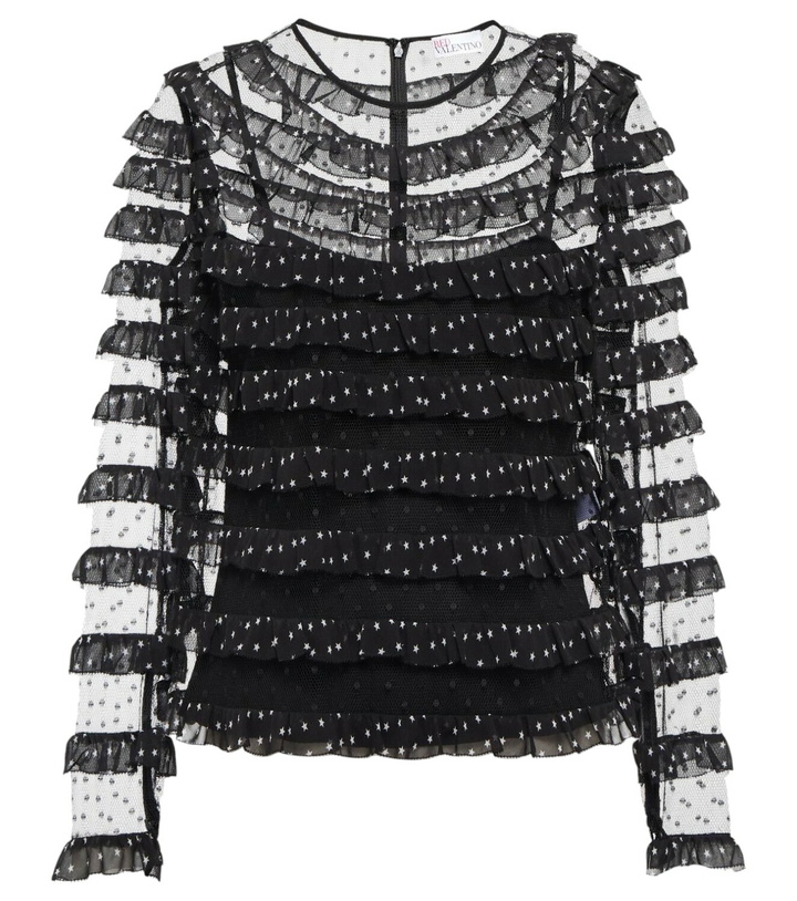 Photo: REDValentino Point d'esprit tulle and georgette blouse