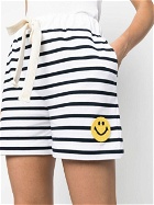 JOSHUA SANDERS - Smiley Logo Striped Cotton Shorts