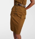 Saint Laurent Cotton and linen twill pencil skirt