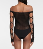 The Attico - Lace off-shoulder bodysuit