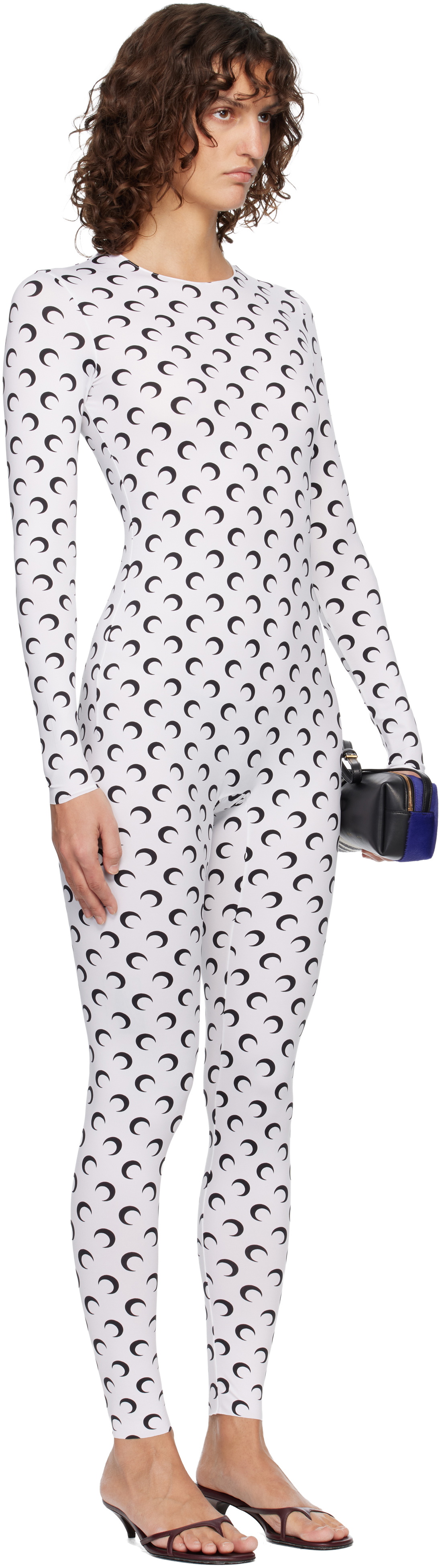 Marine Serre White Recycled Jersey Moon Jumpsuit