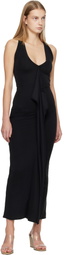 Belle Anna Black Cascade Midi Dress