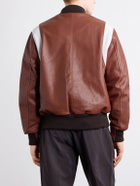 Golden Bear - Perforated Fabric Trimmed Leather Jacket - Brown