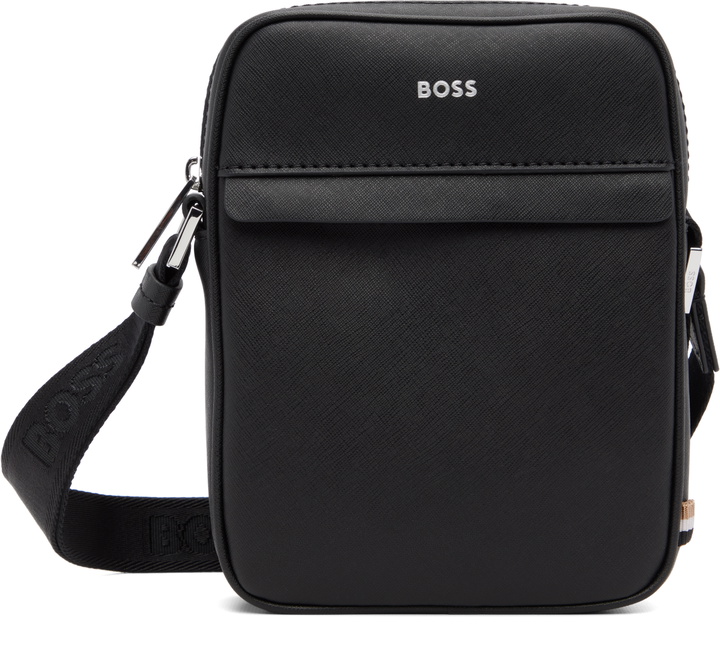 Photo: BOSS Black Signature Stripe Logo Detail Reporter Bag