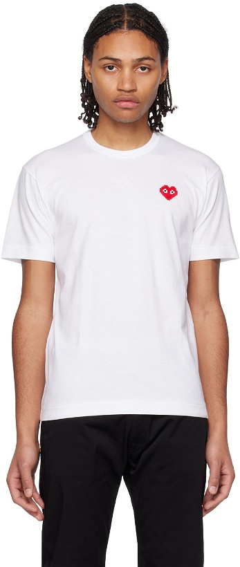 Photo: Comme des Garçons Play White Invader Edition Heart T-Shirt