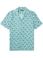 Frescobol Carioca - Roberto Camp-Collar Printed Linen Shirt - Blue