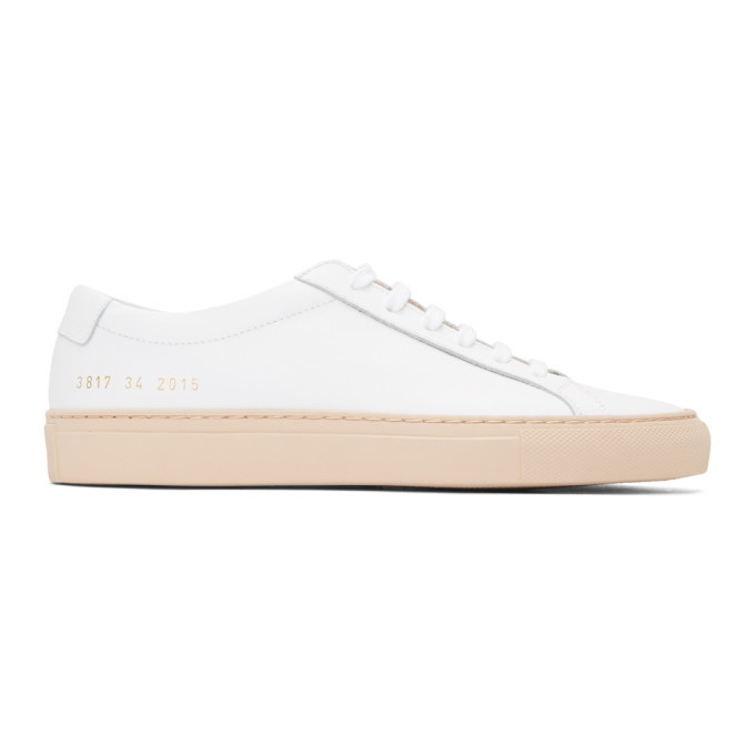 Photo: Woman by Common Projects SSENSE Exclusive White and Pink Achilles Low Sneakers