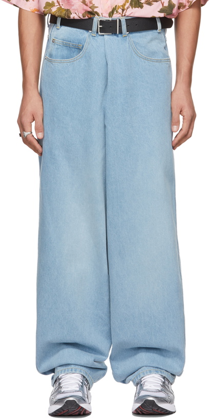 Photo: LU'U DAN SSENSE Exclusive Blue Denim Pleat Jeans