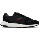 Hugo Black Logo Detail Suede-Trim Sneakers