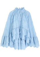 Lug Von Siga Kirke Embroidered Cotton-blend Blouse Blue