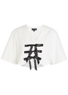 Sister Jane Blanca Broderie-anglaise Cotton Cropped Blouse White And Black