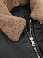 Mr P. - Shearling-Trimmed Full-Grain Leather Blouson Jacket - Black