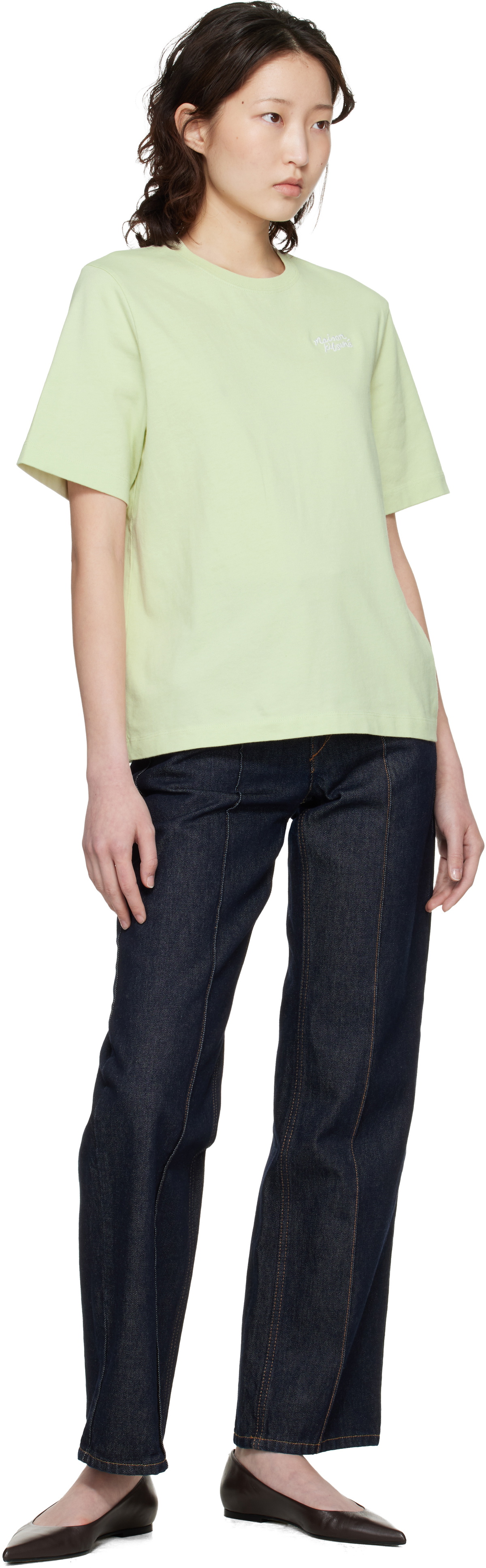Maison Kitsuné Green 'Maison Kitsune' Handwriting Comfort T-shirt
