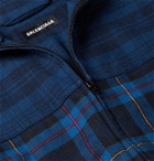 Balenciaga - Oversized Checked Cotton-Flannel Bomber Jacket - Blue