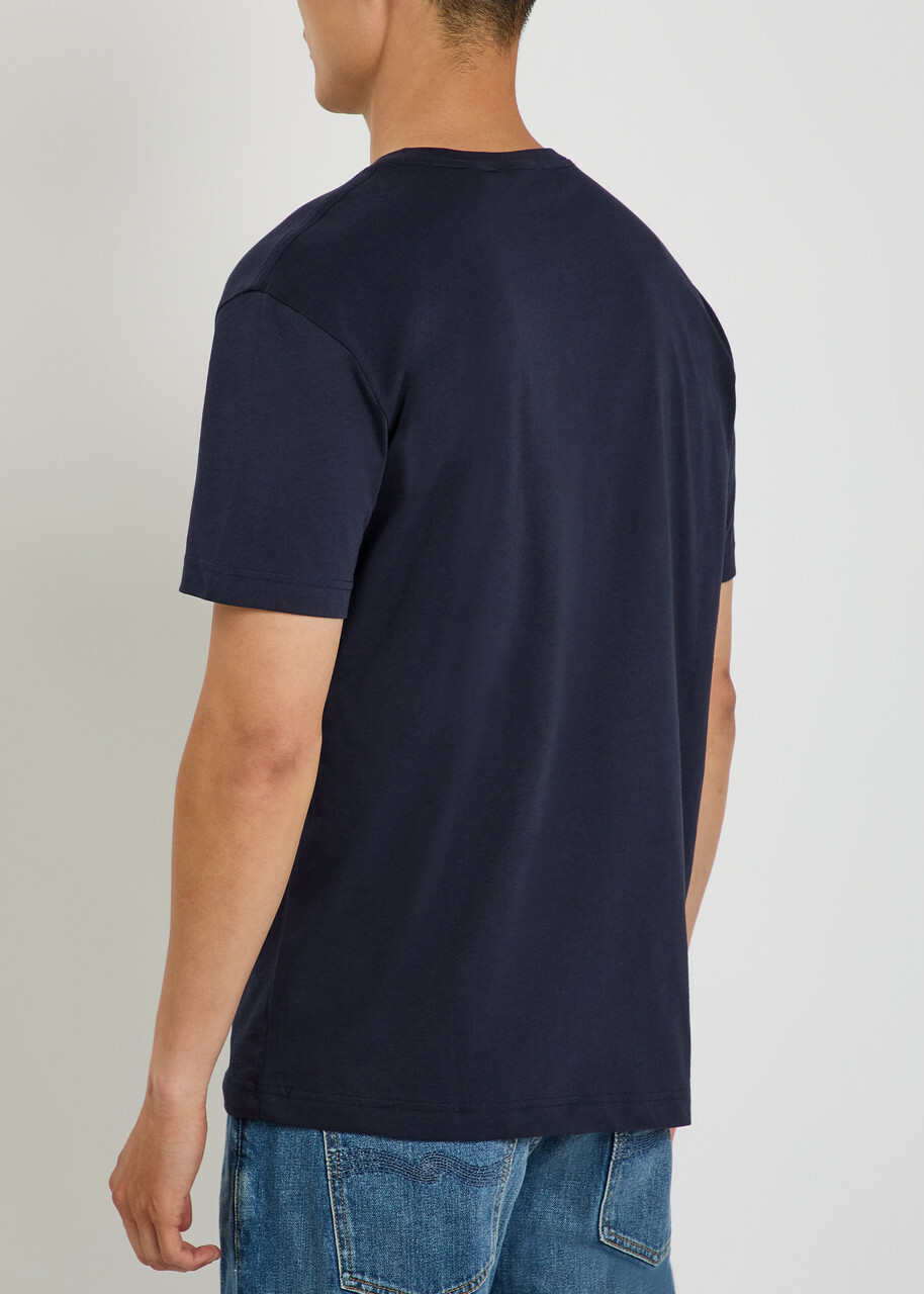 Gant Logo-embroidered Cotton T-shirt Navy