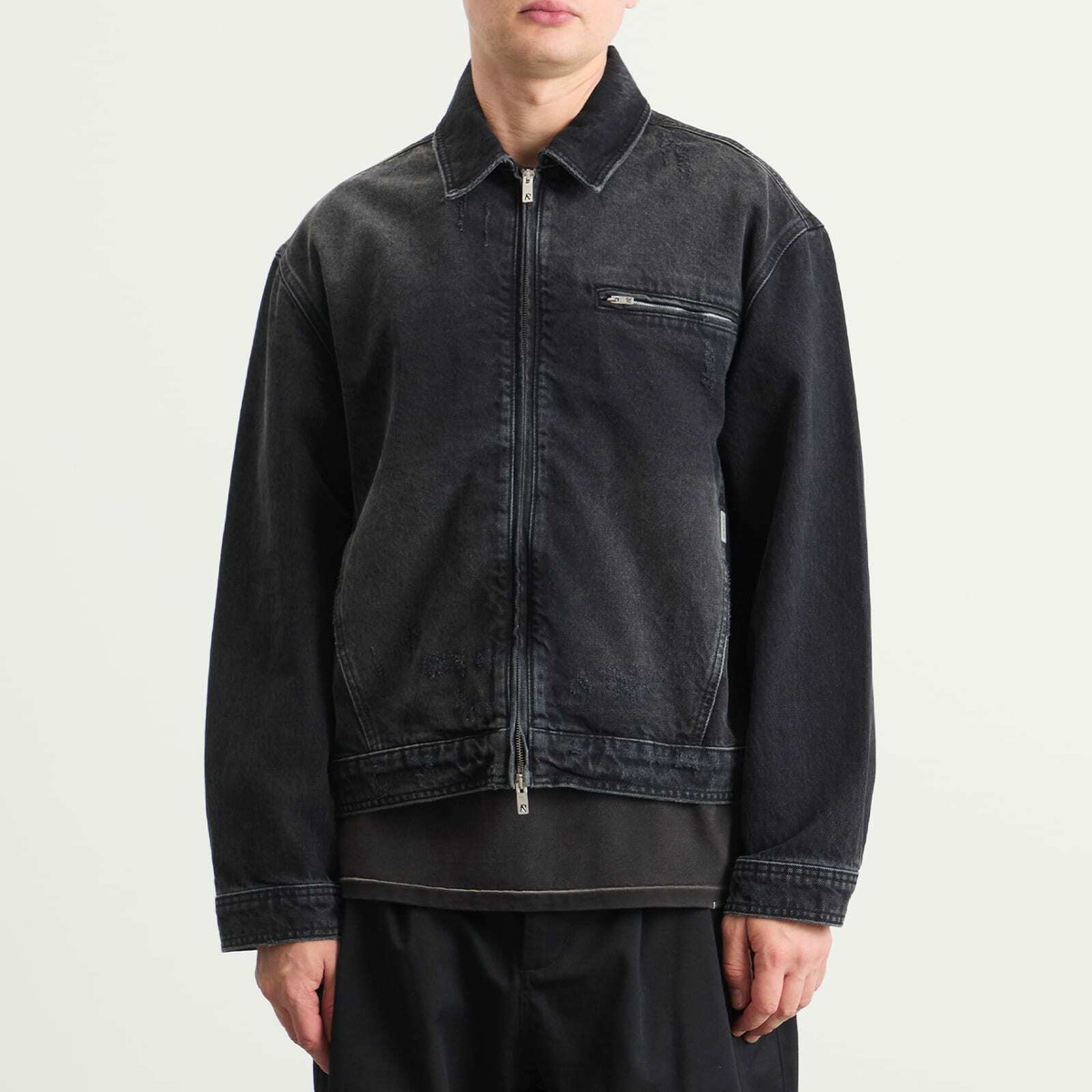 Represent Men's Collared Denim Jacket in Aged Black