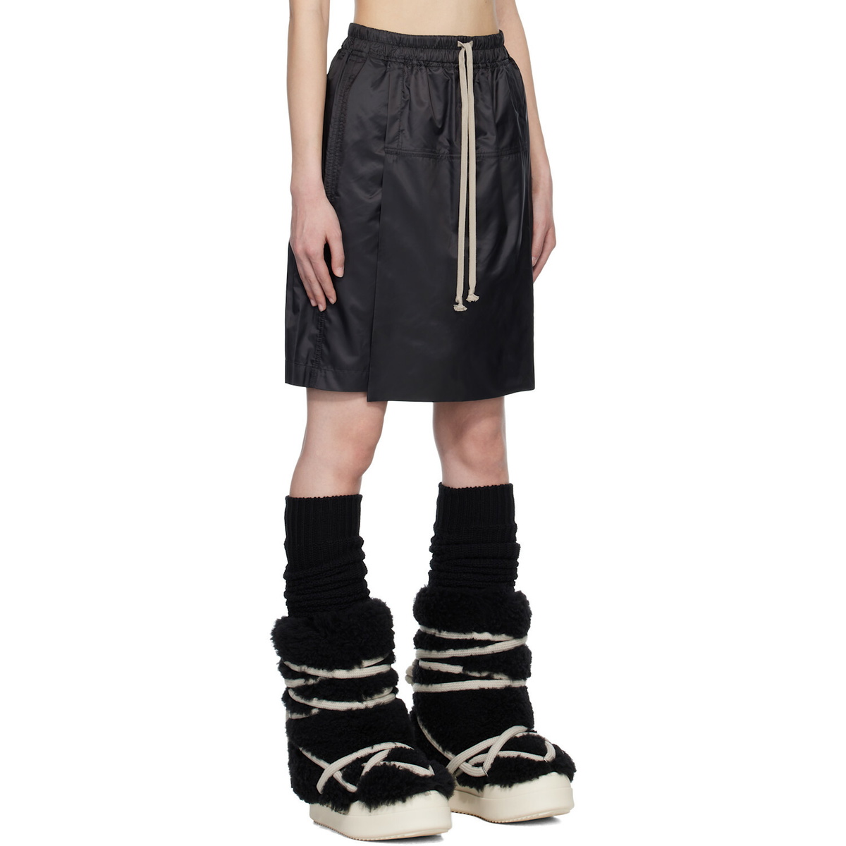Rick Owens Moncler + Rick Owens Black Kilt Shorts