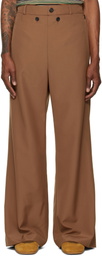 Marni Brown Technical Wool Buttoned Flap Trousers