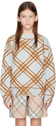 Burberry Kids Blue Check Wool Cashmere Sweater