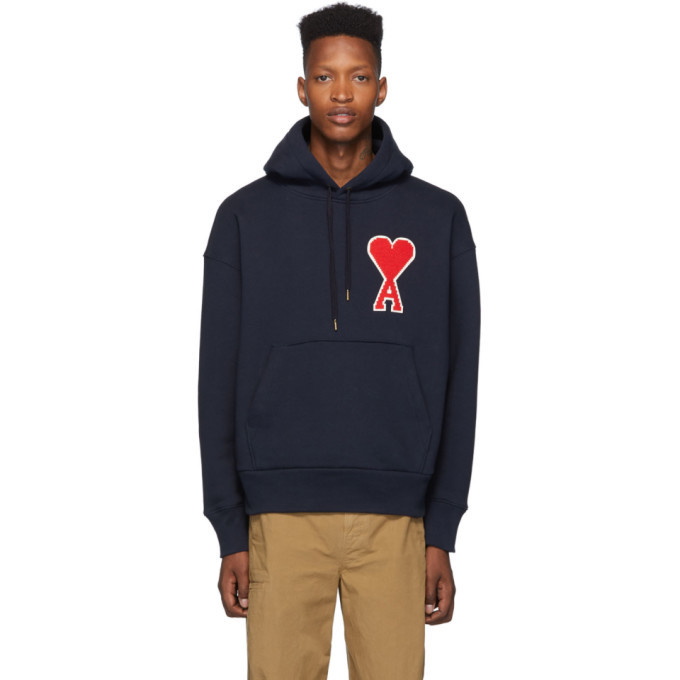 Photo: AMI Alexandre Mattiussi SSENSE Exclusive Navy Ami De Coeur Patch Hoodie