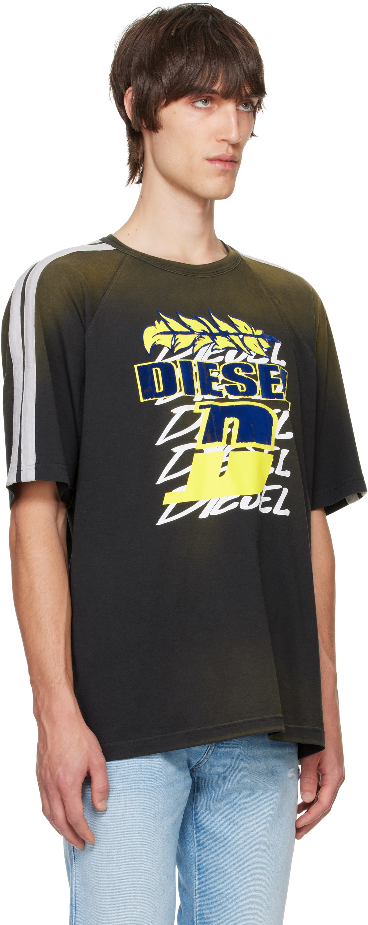 【DIESEL】T-Roxfino-Stripe Diesel Black T-Roxt-Stripe T-shirt Diesel