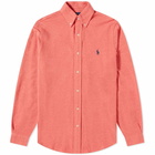 Polo Ralph Lauren Men's Slim Fit Button Down Pique Shirt in Highland Rose Heather