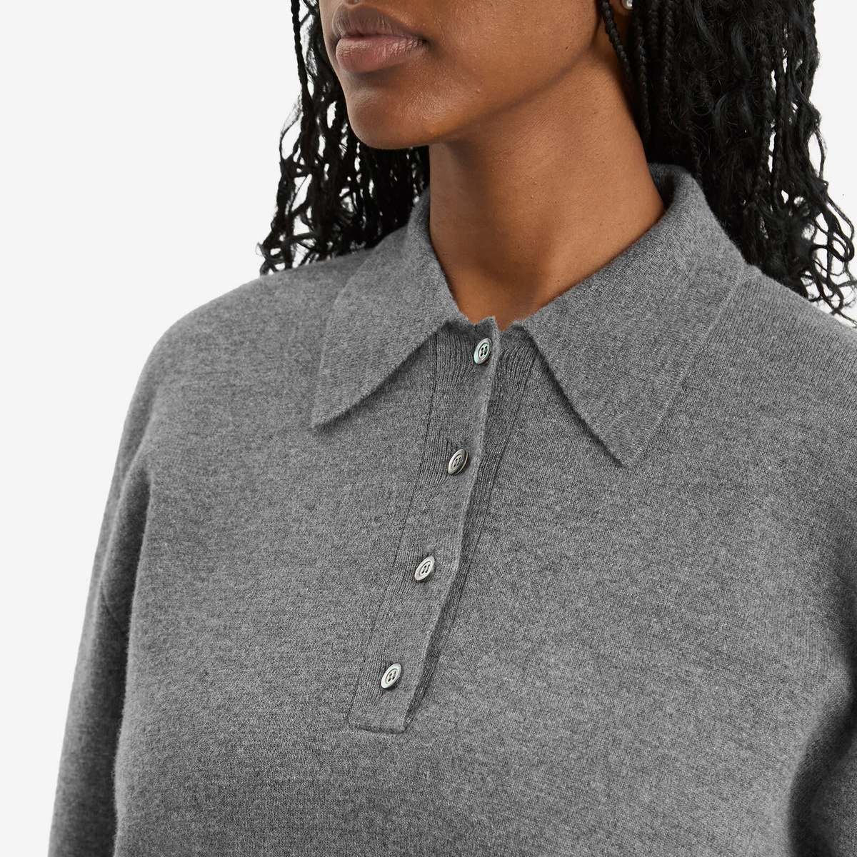 Róhe Women's Sculptural Polo in Mid Grey Melange
