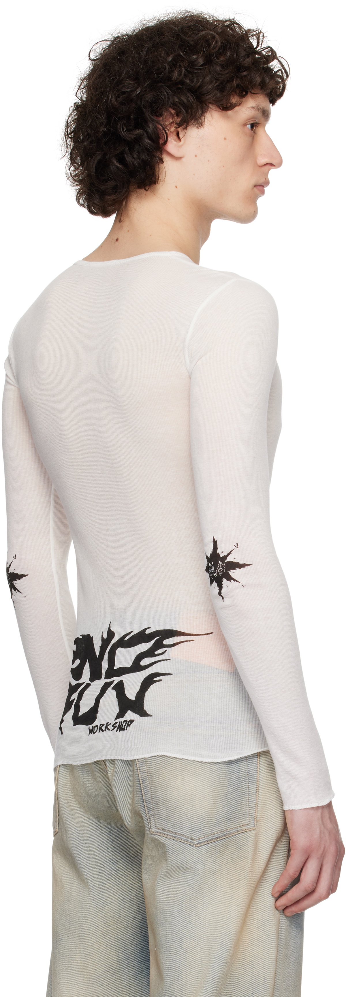 032c White 'Black Sun' Fine Rib Longsleeve T-shirt