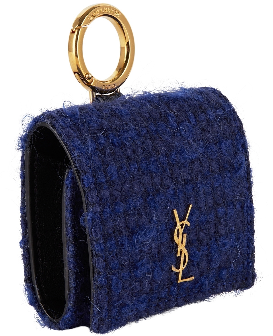 Saint Laurent Blue Tweed AirPods Pro Case Saint Laurent