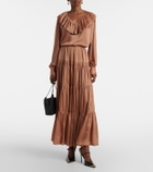 Ulla Johnson Gaelle tiered silk satin maxi skirt