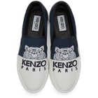 Kenzo Navy and White Limited Edition Tiger K-Skate Slip-On Sneakers