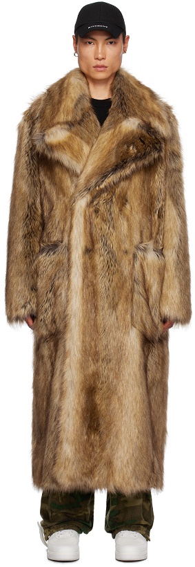 Photo: Givenchy Beige Double-Breasted Faux-Fur Coat