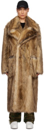 Givenchy Beige Double-Breasted Faux-Fur Coat