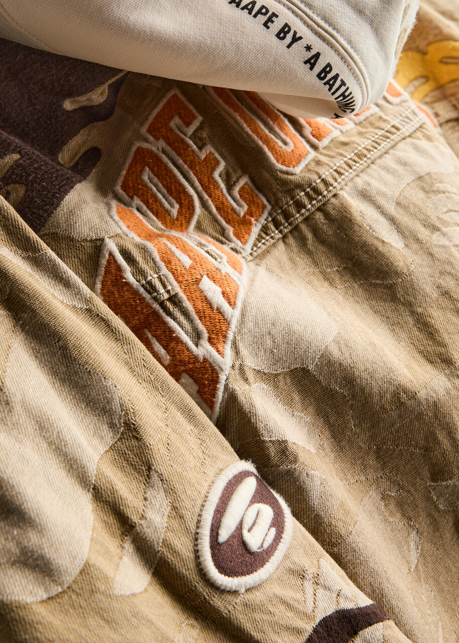 Aape Layered Camouflage Denim Jacket Beige
