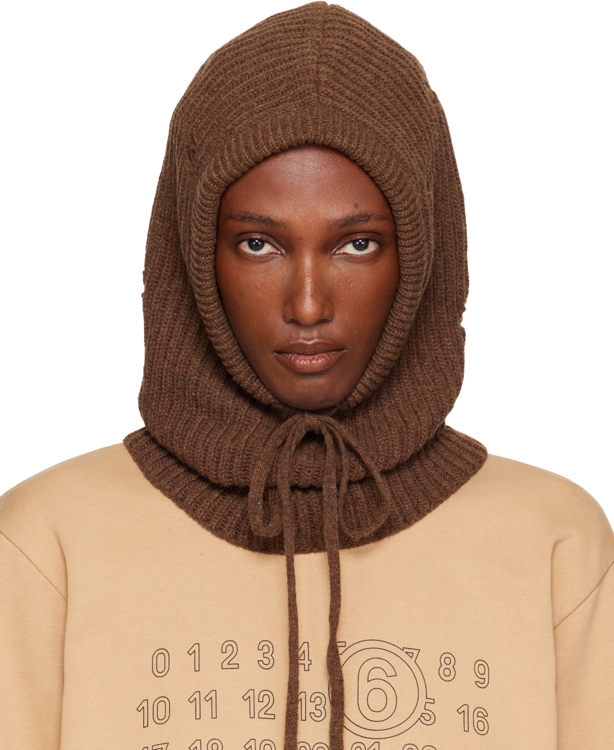 MM6 Maison Margiela Brown Wool Hood
