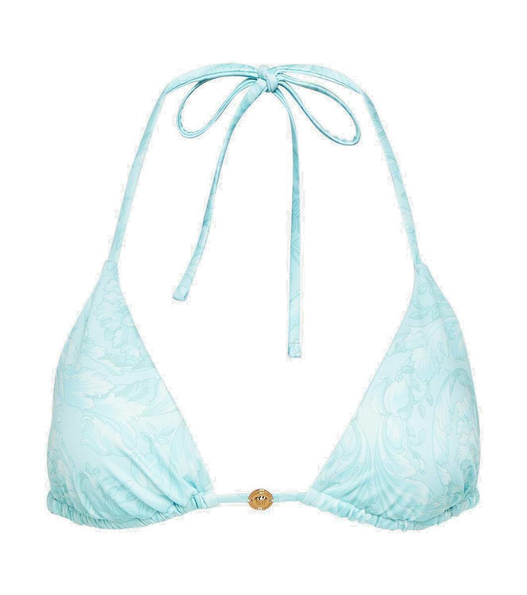 mytheresa X Dua Lipa Logo Terry Bikini Top in Blue - Versace, Mytheresa