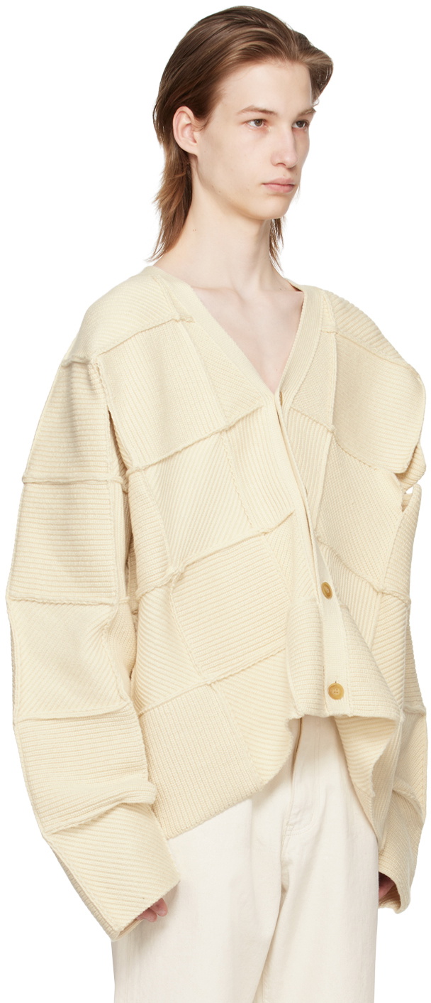 YOKE Off-White Patchwork Cardigan