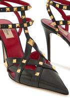 Valentino Garavani Studdy 100 Embellished Leather Sandals Black